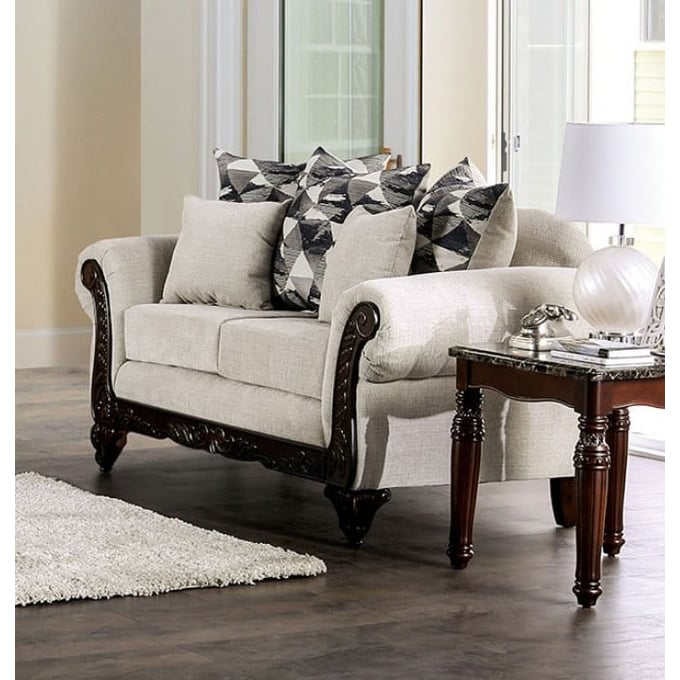 Furniture of America Cassani Light Gray Walnut Loveseat FOA-SM7756-LV