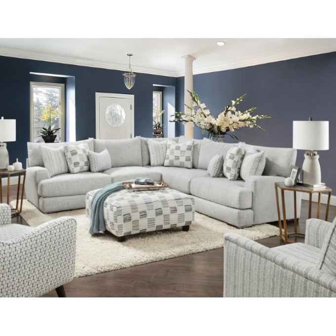 Furniture Of America Pelham Gray Sectional with Ottoman FOA-SM8189-SEC-S1