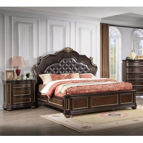 Glory Furniture Paris Brown Faux Leather 2pc Bedroom Set With Queen Bed