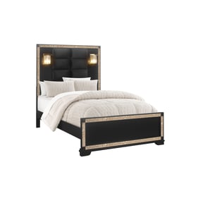 Global Furniture Blake Black Gold Full Bed with Lamps