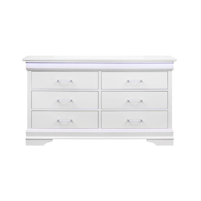 Global Furniture Charlie White Dresser with LED GL-CHARLIE-WHITE-DR-W-LED