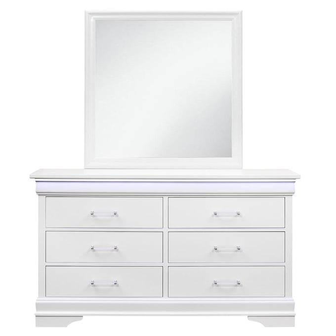 Global Furniture Charlie White LED Dresser And Mirror GL-CHARLIE-WHITE-DRMR