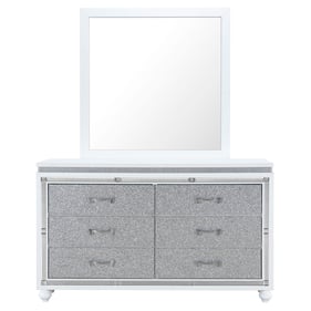 Global Furniture Collete White Dresser And Mirror