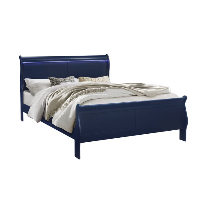 Global Furniture Charlie Blue King Bed with Blue LED Lights GL-CHARLIE-BLUE-KB