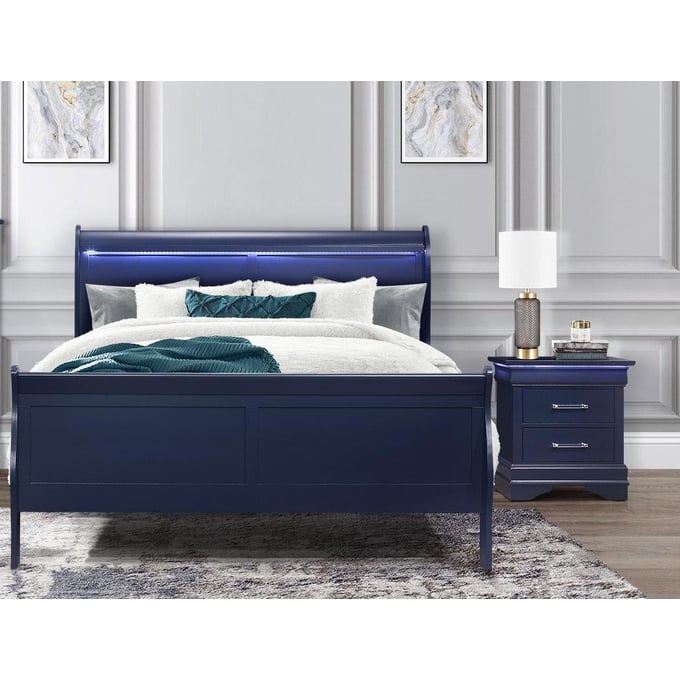 Global Furniture Charlie Blue 2pc Bedroom Set With Queen Bed GL-CHARLIE-BR-S8