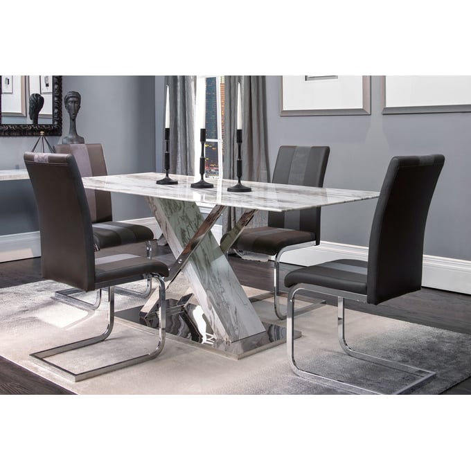 Global Furniture D1274 Dark Grey 5pc Dining Room Set GL-D1274DT-D915DC-GRY