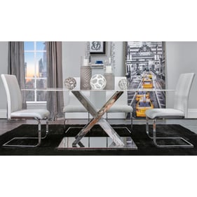 Global Furniture D1274 Light Grey Silver White 5pc Dining Room Set