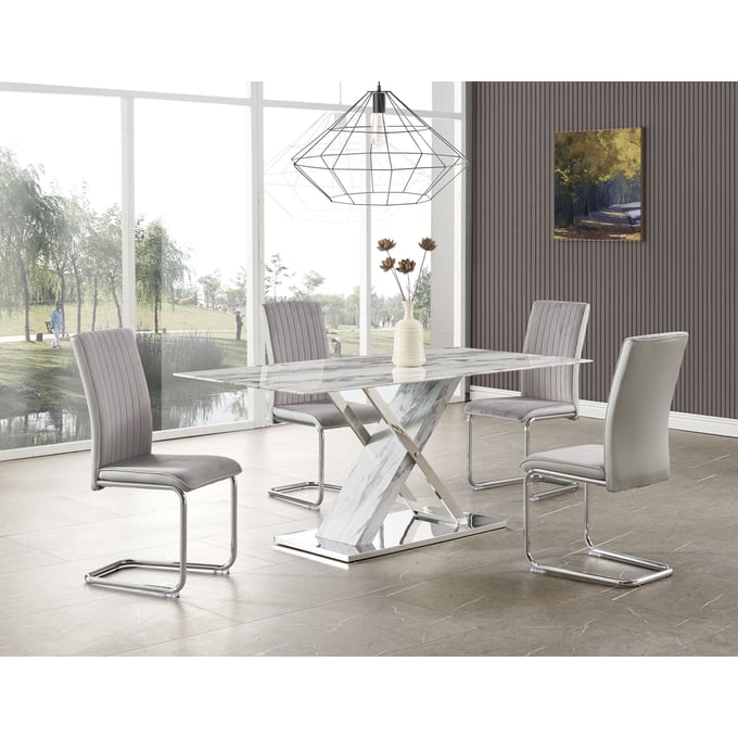 Global Furniture Light Grey Silver 5pc Dining Room Set GL-D1274DT-DR-S1