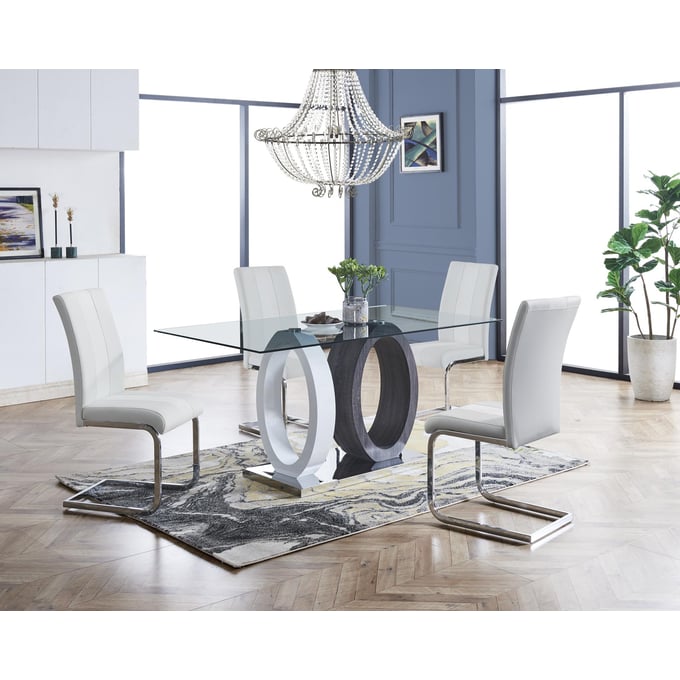 Global Furniture D915 White Grey 5pc Dining Room Set GL-D1628DT-DR-S1