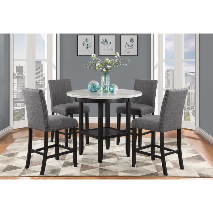 Global Furniture D40011 Light Grey Black 5pc Bar Set GL-D40011BT-D1622BS