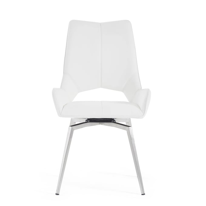 2 Global Furniture D4878 White Silver Dining Chairs GL-D4878DC-WH