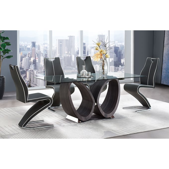 Global Furniture D80012 Dark Grey 5pc Dining Room Set GL-D80012DT-D4127NDC