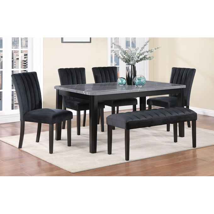 Global Furniture D8685 Dark Grey 6pc Dining Room Set GL-D8685-DR-6PC-SET