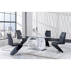 Global Furniture D9002 Silver White Black 5pc Dining Room Set