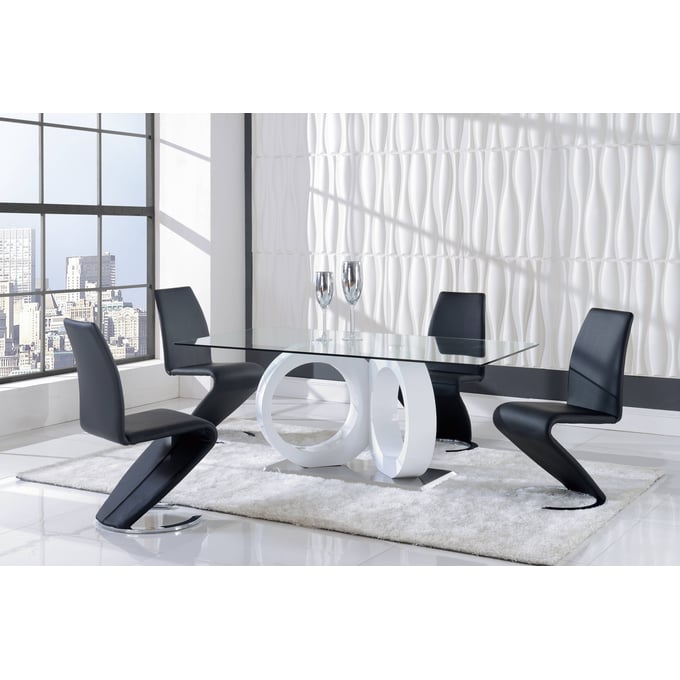 Global Furniture D9002 Silver White Black 5pc Dining Room Set GL-D9002-M-DR-S1