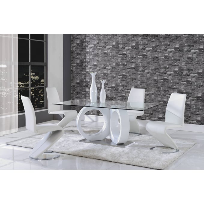 Global Furniture D9002 Silver White 5pc Dining Room Set GL-D9002-M-DR-S2