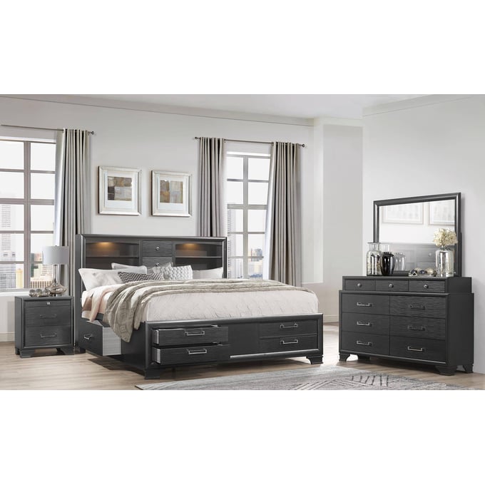 Global Furniture Jordyn Dark Grey 4pc Kids Bedroom Set with Full Bed GL-JORDYN-GREY-FB-KBR-DWR-S1