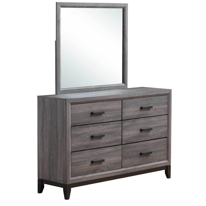 Global Furniture Kate Dark Grey Dresser and Mirror GL-KATE-FOIL-GREY-DRMR