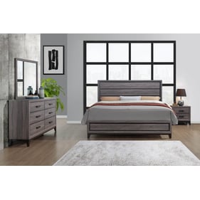 Global Furniture Kate Dark Grey 4pc Bedroom Set with King Panel Bed