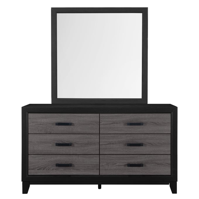 Global Furniture Lisbon Dark Grey Black Dresser and Mirror GL-LISBON-GREY-BLACK-DRMR