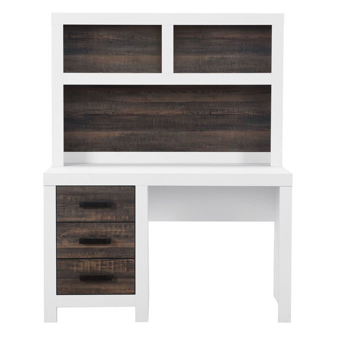 Global Furniture Lisbon Dark Brown White Desk GL-LISBON-OAK-WHITE-DESK