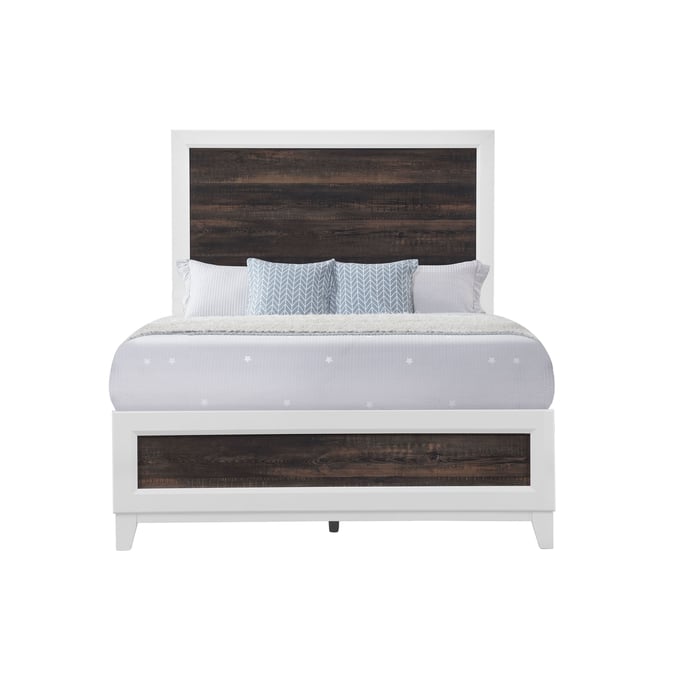 Global Furniture Lisbon Dark Brown White Full Bed GL-LISBON-OAK-WHITE-FB