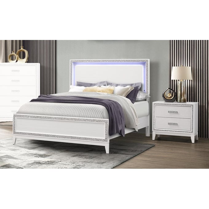 Global Furniture Lily White 2pc Bedroom Set With King Bed GL-LILY-BR-S3