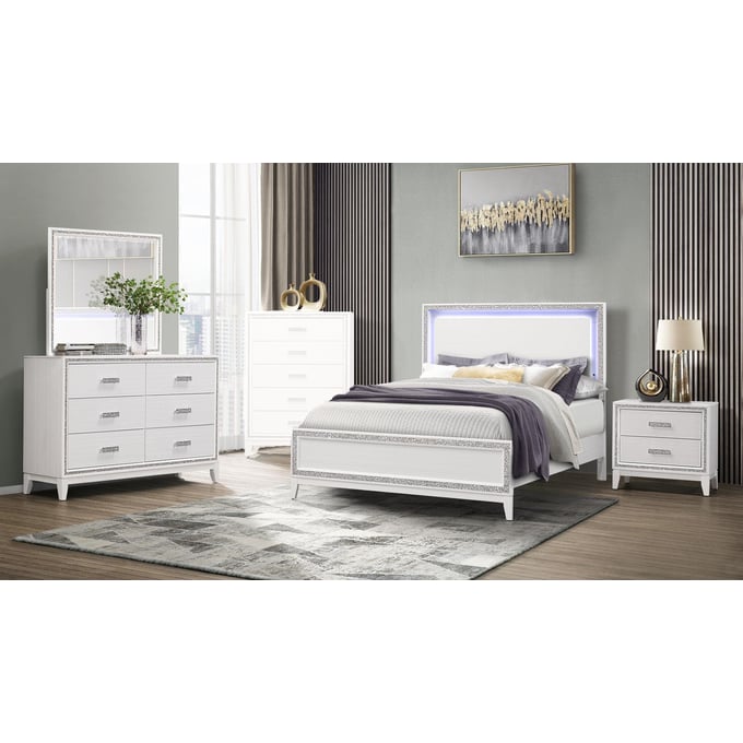 Global Furniture Lily White 4pc Bedroom Set With Full Bed GL-LILY-BR-S4