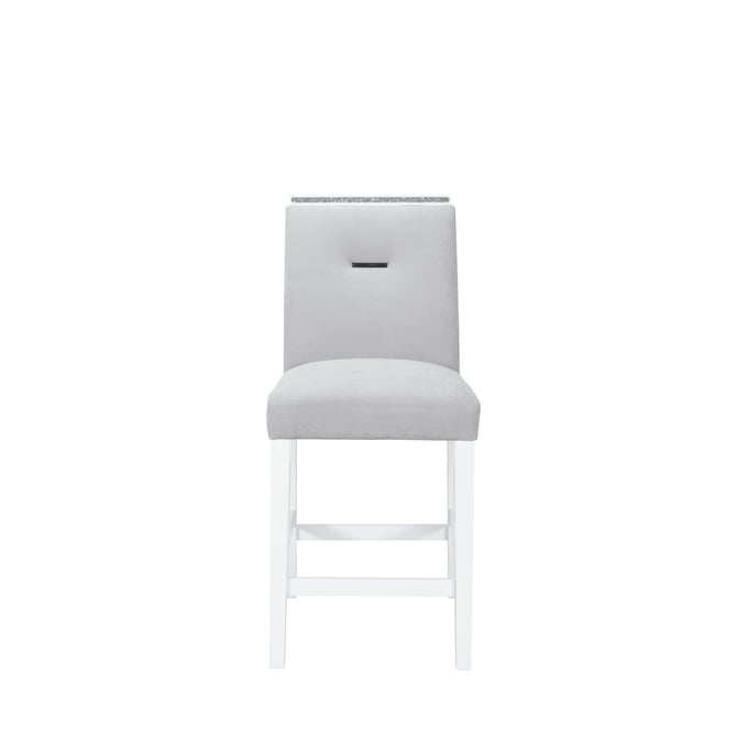 2 Global Furniture Monaco Light Grey White Bar Stools GL-MONACO-BS-GRY-KIT-OF-2