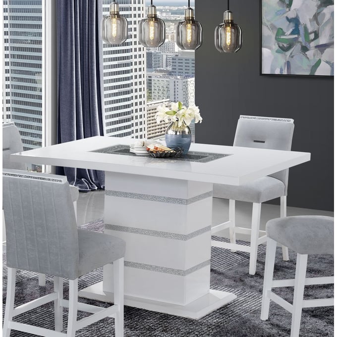 Global Furniture Monaco Light Grey White Rectangular Bar Table GL-MONACO-WHITE-REC-BT