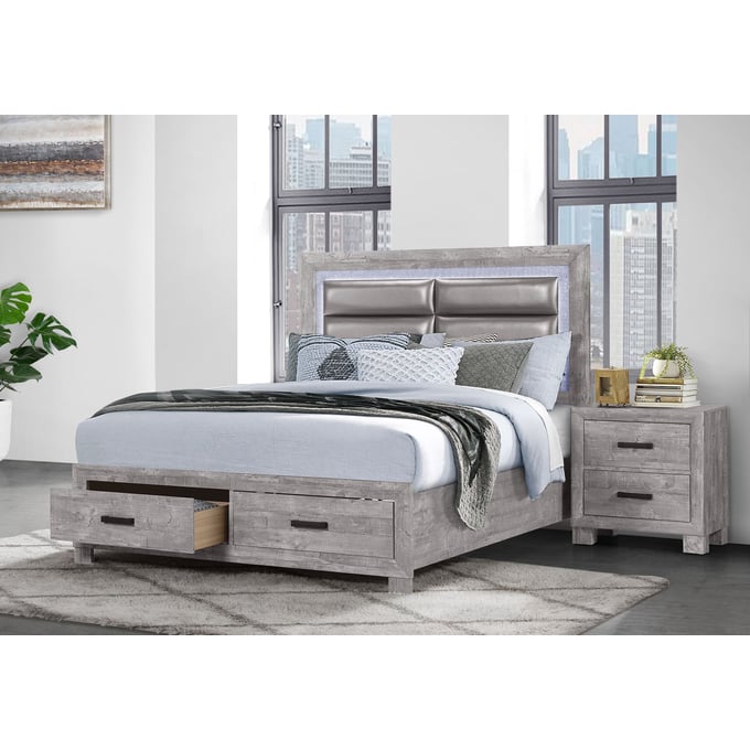 Global Furniture Nolan Light Grey 2pc Bedroom Set with King Bed GL-NOLAN-BR-S1