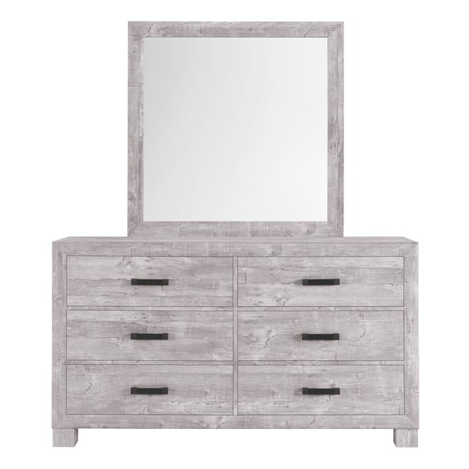 Global Furniture Nolan Light Grey Dresser and Mirror GL-NOLAN-GREY-DRMR