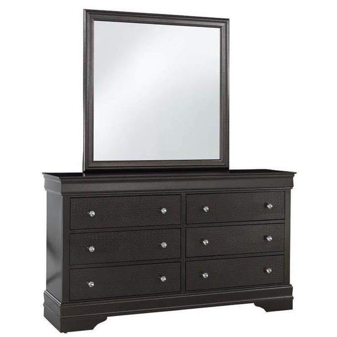 Global Furniture Pompei Dark Grey Dresser and Mirror GL-POMPEI-METALLIC-GREY-DRMR