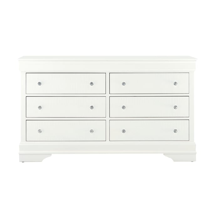 Global Furniture Pompei White Drawer Dresser GL-POMPEI-METALLIC-WHITE-DR