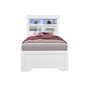 Global Furniture Pompei White Bookcase Twin Bed with LED