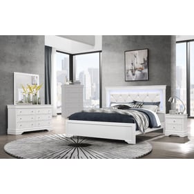 Global Furniture Pompei White 4pc Bedroom Set with Full Panel Bed