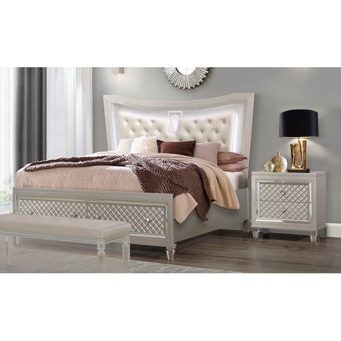 Global Furniture Paris Champagne 2pc Bedroom Set with King Panel Bed GL-PARIS-KB-BR-STRG-S1