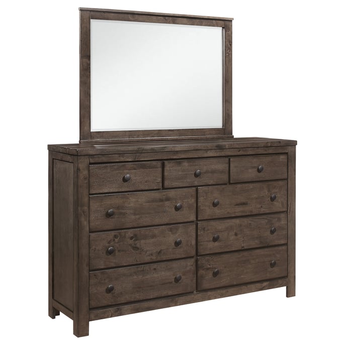 Global Furniture Peter Dark Brown Dresser and Mirror GL-PETER-GREY-OAK-DRMR