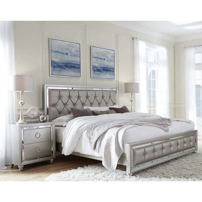 Global Furniture Riley Silver 2pc Bedroom Set with Full Bed GL-RILEY-FB-KBR-S1