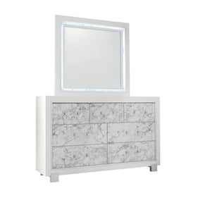 Global Furniture Santorini White Dresser and Mirror