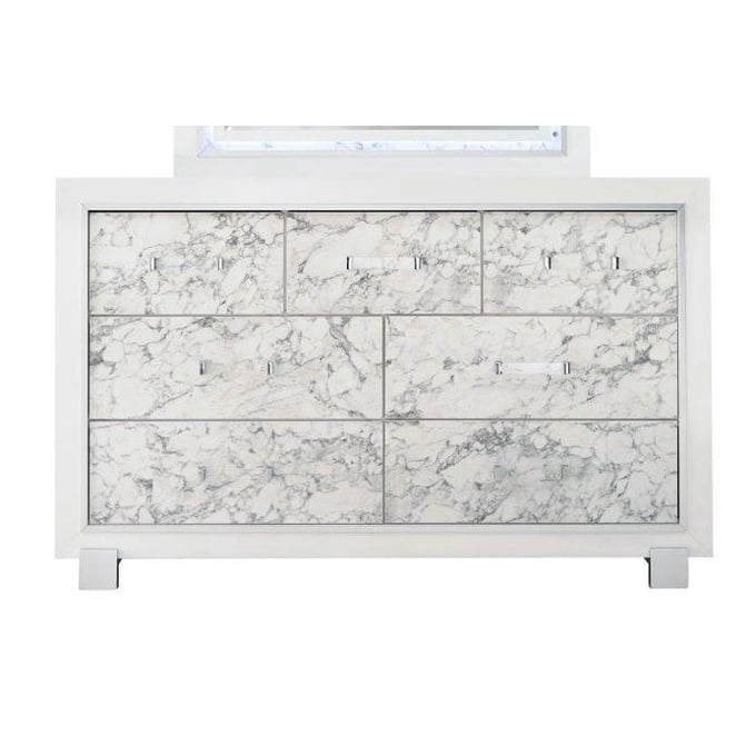 Global Furniture Santorini White Drawer Dresser GL-SANTORINI-METALLIC-WHITE-DR