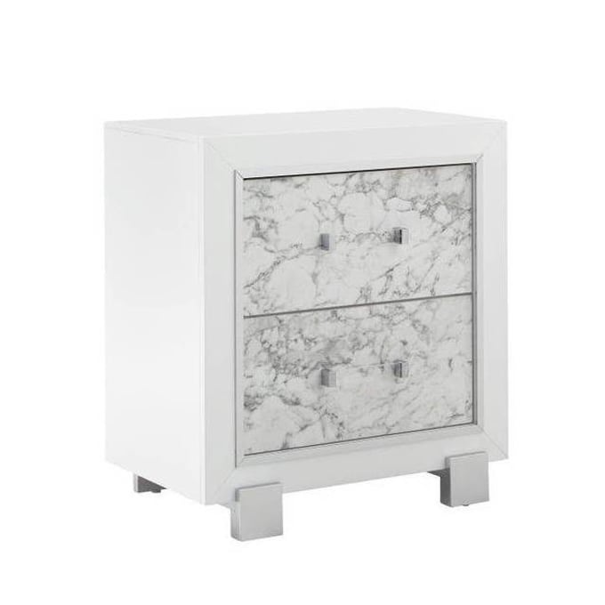 Global Furniture Santorini White Night Stand GL-SANTORINI-METALLIC-WHITE-NS