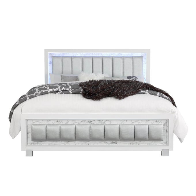 Global Furniture Santorini White Full Panel Bed GL-SANTORINI-WH-FB