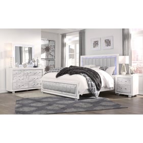 Global Furniture Santorini White 4pc Bedroom Set with Queen Panel Bed