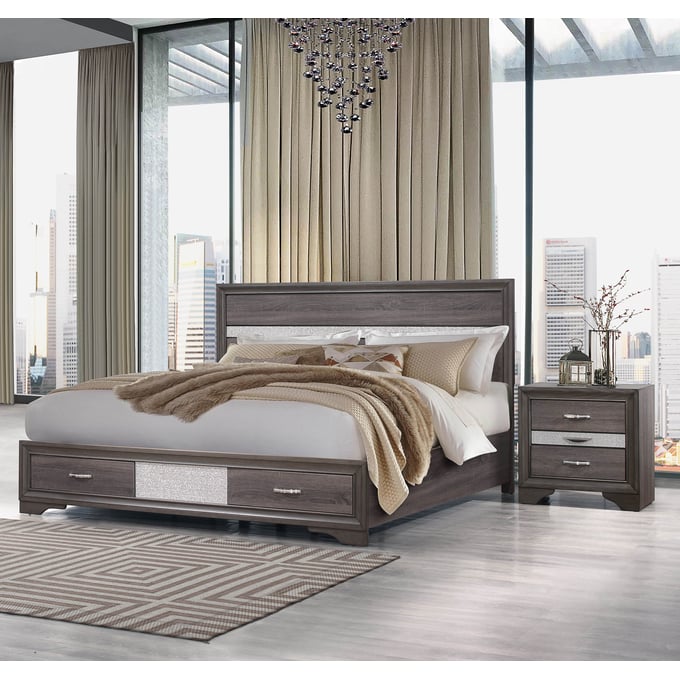 Global Furniture Seville Dark Grey 2pc Bedroom Set with Queen Panel Bed GL-SEVILLE-QB-BR-STRG-S1