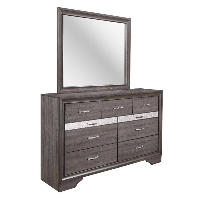 Global Furniture Seville Dark Grey Dresser and Mirror GL-SEVILLE-MALAMINE-GREY-DRMR