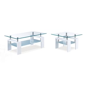 Global Furniture T648 Clear White 3pc Coffee Table Set