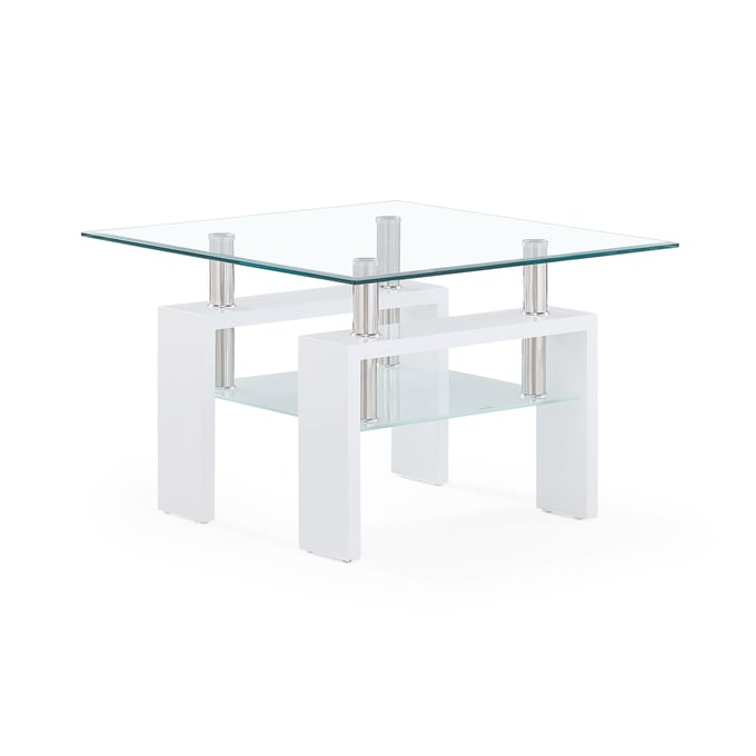 Global Furniture T648 Clear White End Table GL-T648ET-M