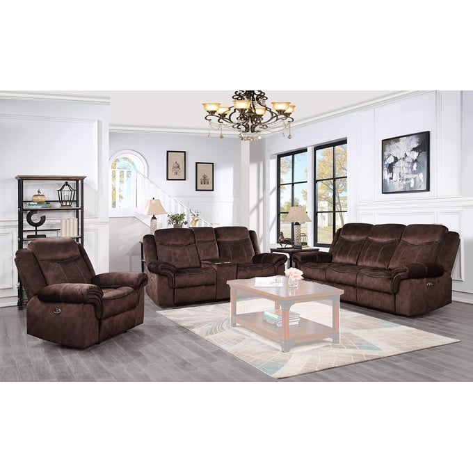 Global Furniture U2200 Dark Brown Power 3pc Living Room Set GL-U2200-LR-S2