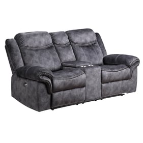 Global Furniture U2200 Dark Grey Power Console Reclining Loveseat with Powe...